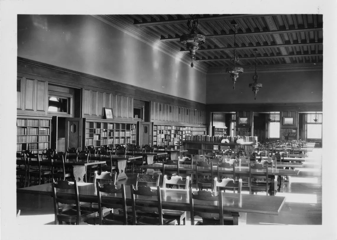 Photo of classroom in Old Main, circa 1953