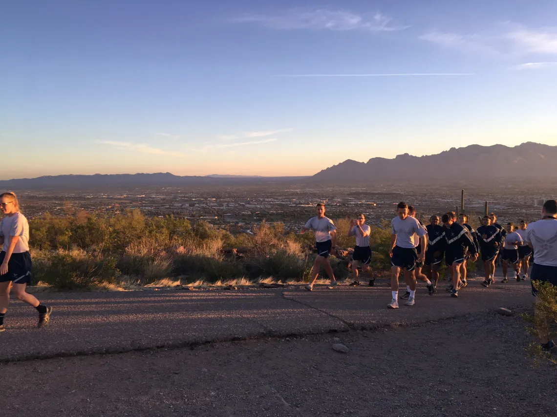 students running on mountain